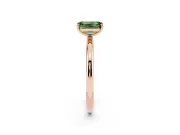 Fancy Green Emerald Cut Diamond Solitaire Ring Set in Rose gold with Prong Setting on a Polished Plain Band