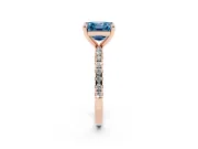 Asscher Cut Petite Pavé Solitaire Engagement Ring Setting for a Fancy Blue Lab-Grown Diamond | Slim Band | Rose Gold