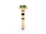 Radiant Cut Halo Engagement Ring Setting for a Fancy Green Lab-Grown Diamond | Pavé Panel Shoulders | Yellow Gold
