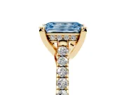 Emerald Cut Hidden Halo Pave Engagement Ring Setting for a Fancy Blue Lab-Grown Diamond | Claw Prongs | Yellow Gold