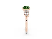 Fancy Green Heart Cut Diamond Cluster Engagement Ring Set in Rose gold with Pavé Band and Prong Setting