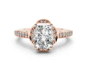 Radiant Cut Floral Pavé Engagement Ring Setting | Petal Accents | Rose Gold
