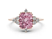 Radiant Cut Cluster Engagement Ring Setting for a Fancy Pink Lab-Grown Diamond | Rose Gold