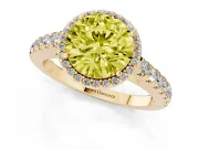 Round Halo Pavé Engagement Ring Setting for a Fancy Yellow Lab-Grown Diamond | Yellow Gold