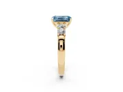Emerald Cut Five Stone Engagement Ring Setting for a Fancy Blue Lab-Grown Diamond | Yellow Gold