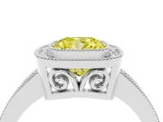 Fancy Yellow Cushion Cut Diamond Halo Ring Set in Silver with Pavé Band and Milgrain-Edged Prongs