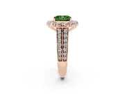 Fancy Green Radiant Cut Diamond Halo Engagement Ring Set in Rose gold with Split Shank and Prong Setting