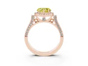 Heart-Shaped Halo Engagement Ring Setting for a Fancy Yellow Lab-Grown Diamond | Pointed Pave Shoulders | Rose Gold