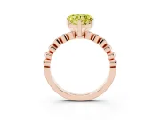 Heart-Shaped Beaded Engagement Ring Setting for a Fancy Yellow Lab-Grown Diamond | Rose Gold