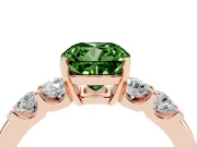 Cushion Cut Five Stone Engagement Ring Setting for a Fancy Green Lab-Grown Diamond | Rose Gold