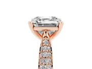 Asscher Cut Pavé Solitaire Engagement Ring Setting | Multi-Row Shoulders | Rose Gold