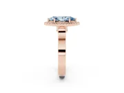 Fancy Blue Marquise Cut Diamond Halo Ring Set in Rose gold with Pavé-Lined Split Shank Band