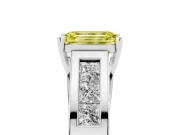 Emerald Cut Channel-Set Engagement Ring Setting for a Fancy Yellow Lab-Grown Diamond | Platinum