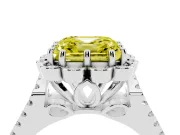 Asscher Cut Halo Engagement Ring Setting for a Fancy Yellow Lab-Grown Diamond | Sterling Silver - Design NV-24768