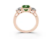 Princess Cut Three Stone Engagement Ring Setting for a Fancy Green Lab-Grown Diamond | Wide Plain Band | Rose Gold