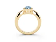 Fancy Blue Pear Cut Diamond Halo Engagement Ring Set in Yellow gold with Plain Split Shank and Prong Setting