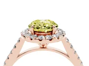 Oval Halo Engagement Ring Setting for a Fancy Yellow Lab-Grown Diamond | Pave Shoulders | Rose Gold