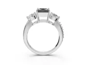 Fancy Black Princess Cut Lab-Grown Diamond Three-Stone Ring Set in White Gold with Channel-Set Band and Prong Setting