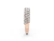 Round Lab-Grown Diamond Three Row Pave Promise Ring | Shared Prongs | Rose Gold
