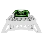 Asscher Cut Halo Engagement Ring Setting for a Fancy Green Lab-Grown Diamond | Polished Halo Rim | Platinum