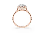 Round Halo Engagement Ring Setting | Twisted Rope Band | Rose Gold