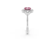 Cushion Cut Cluster Engagement Ring Setting for a Fancy Pink Lab-Grown Diamond | White Gold