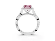 Asscher Cut Twist Halo Engagement Ring Setting for a Fancy Pink Lab-Grown Diamond | Platinum