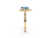 Pear-Shaped Halo Engagement Ring Setting for a Fancy Blue Lab-Grown Diamond | Bezel Station Shoulders | Yellow Gold