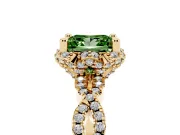 Princess Cut Halo Engagement Ring Setting for a Fancy Green Lab-Grown Diamond | Yellow Gold - Design NV-24725