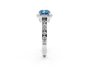 Cushion Cut Accented Halo Engagement Ring Setting for a Fancy Blue Lab-Grown Diamond | Platinum