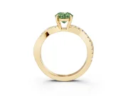 Oval Crossover Engagement Ring Setting for a Fancy Green Lab-Grown Diamond | Yellow Gold