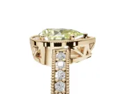 Pear-Shaped Milgrain Halo Engagement Ring Setting for a Fancy Yellow Lab-Grown Diamond | Wide Pavé Band | Yellow Gold
