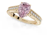 Pear-Shaped Vintage Engagement Ring Setting for a Fancy Pink Lab-Grown Diamond | Yellow Gold - Design NV-24644