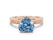 Heart-Shaped Engraved Engagement Ring Setting for a Fancy Blue Lab-Grown Diamond | Rose Gold
