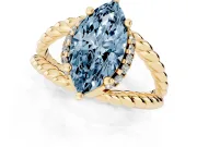 Marquise Rope Split Shank Engagement Ring Setting for a Fancy Blue Lab-Grown Diamond | Yellow Gold