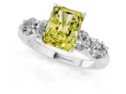 Radiant Cut Five Stone Engagement Ring Setting for a Fancy Yellow Lab-Grown Diamond | Prong Set Side Stones | White Gold