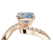 Cushion Cut Bypass Pavé Engagement Ring Setting for a Fancy Blue Lab-Grown Diamond | Rose Gold