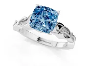 Cushion Cut Vine Engagement Ring Setting for a Fancy Blue Lab-Grown Diamond | Sterling Silver