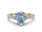 Pear-Shaped Pavé Solitaire Engagement Ring Setting for a Fancy Blue Lab-Grown Diamond | Crossover Gallery | Yellow Gold