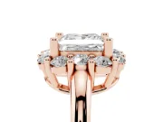 Princess Cut Cluster Halo Engagement Ring Setting | Large Round Accents | Rose Gold