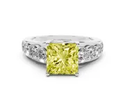 Princess Cut Engagement Ring Setting for a Fancy Yellow Lab-Grown Diamond | Platinum - Design NV-24645
