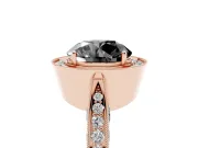 Round Milgrain Halo Engagement Ring Setting for a Black Center | Side Stones | Rose Gold