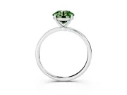 Fancy Green Round Cut Diamond Solitaire Engagement Ring Set in Silver with Thin Band and Prong Setting