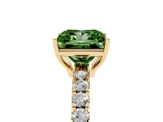 Princess Cut Pave Engagement Ring Setting for a Fancy Green Lab-Grown Diamond | Shared Prong Band | Yellow Gold