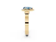 Pear-Shaped Halo Engagement Ring Setting for a Fancy Blue Lab-Grown Diamond | Pavé Panel Shoulders | Yellow Gold
