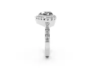 Heart-Shaped Milgrain Halo Engagement Ring Setting for a Black Center | Pavé Shoulders | Platinum