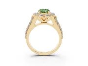 Oval Large Accent Halo Engagement Ring Setting for a Fancy Green Lab-Grown Diamond | Yellow Gold