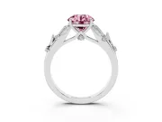 Round Leaf Solitaire Engagement Ring Setting for a Fancy Pink Lab-Grown Diamond | Sterling Silver