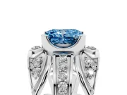 Radiant Cut Art Deco Graduated Engagement Ring Setting for a Fancy Blue Lab-Grown Diamond | Platinum