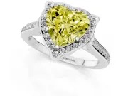 Heart-Shaped Petal Tip Halo Engagement Ring Setting for a Fancy Yellow Lab-Grown Diamond | Pavé Band | Sterling Silver